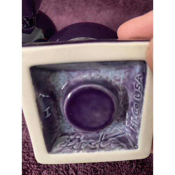 Retired Fiestaware Purple /Plum Bulb Candle Holder Set of 2 Homer Laughlin - Picture 2 of 9